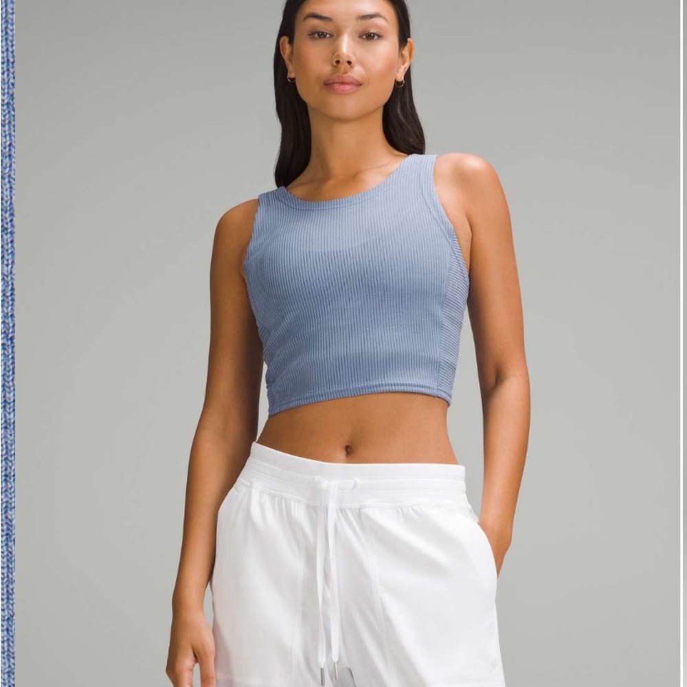 lululemon athletica oasis blue softstream Ribbed Crop Top